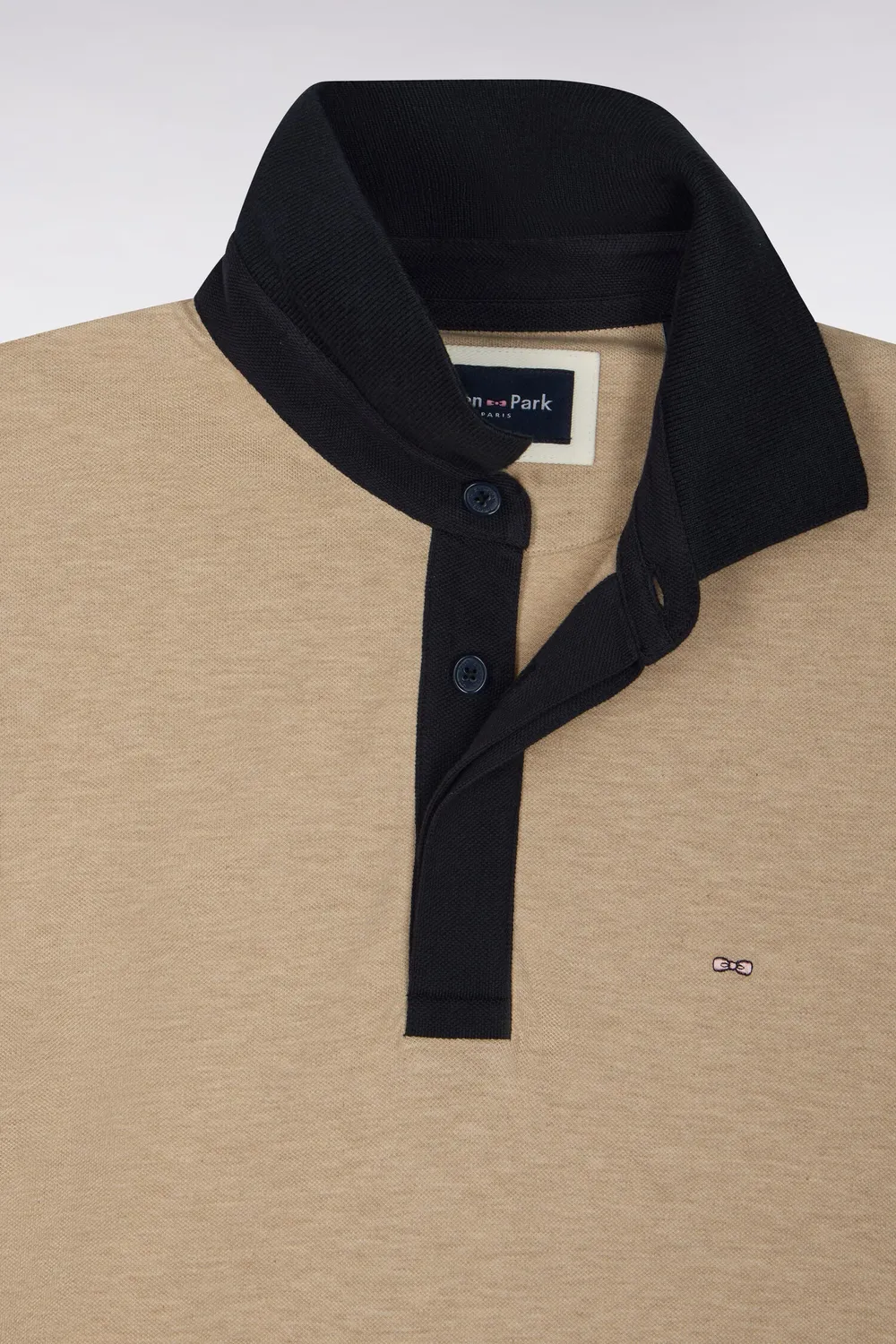Eden Park polo coton beige marine manches courtes coupe droite