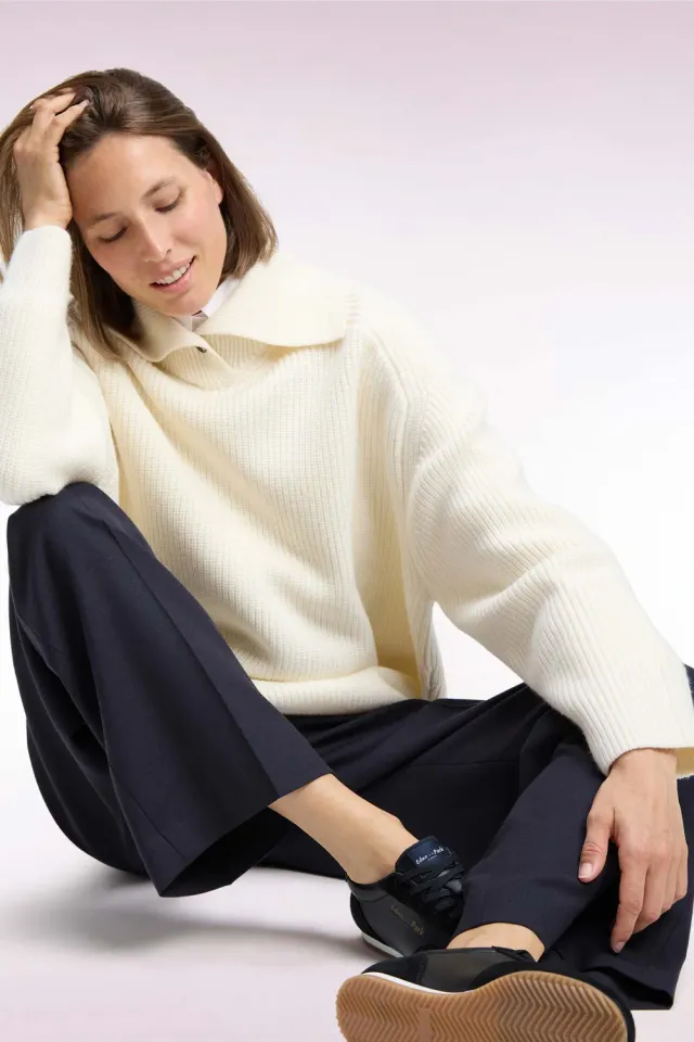 Eden Park pull vareuse laine écru femme oversized