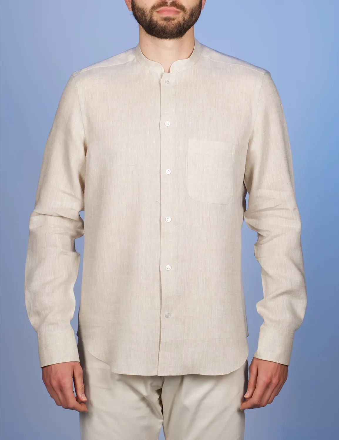 La Chemise Française Lin Normand Sable chemise lin col Mao