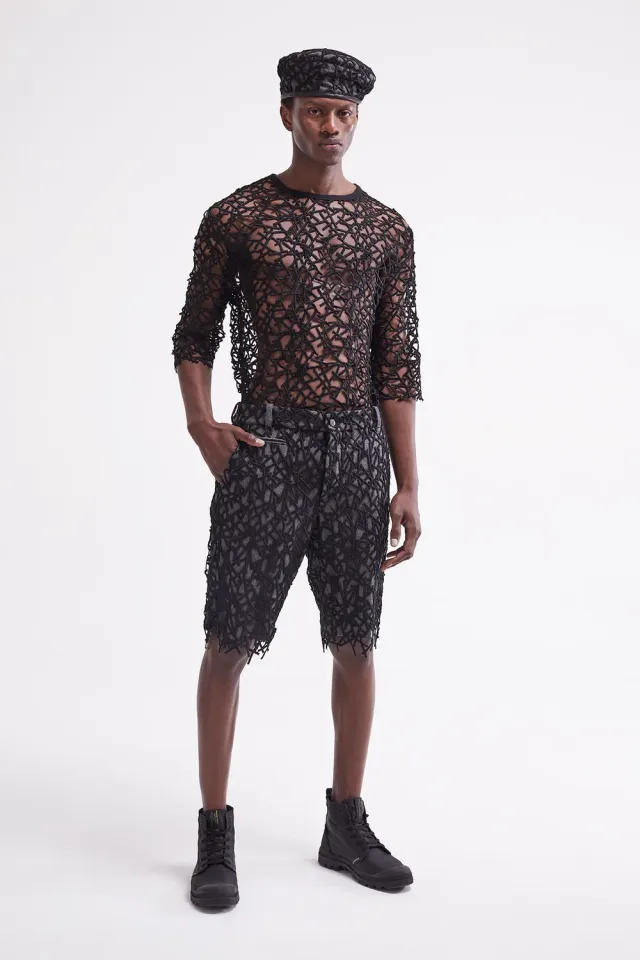French Deal Spider short laine graphique