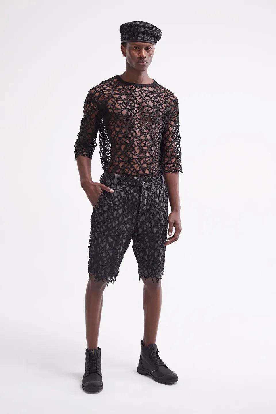 French Deal Spider short laine graphique