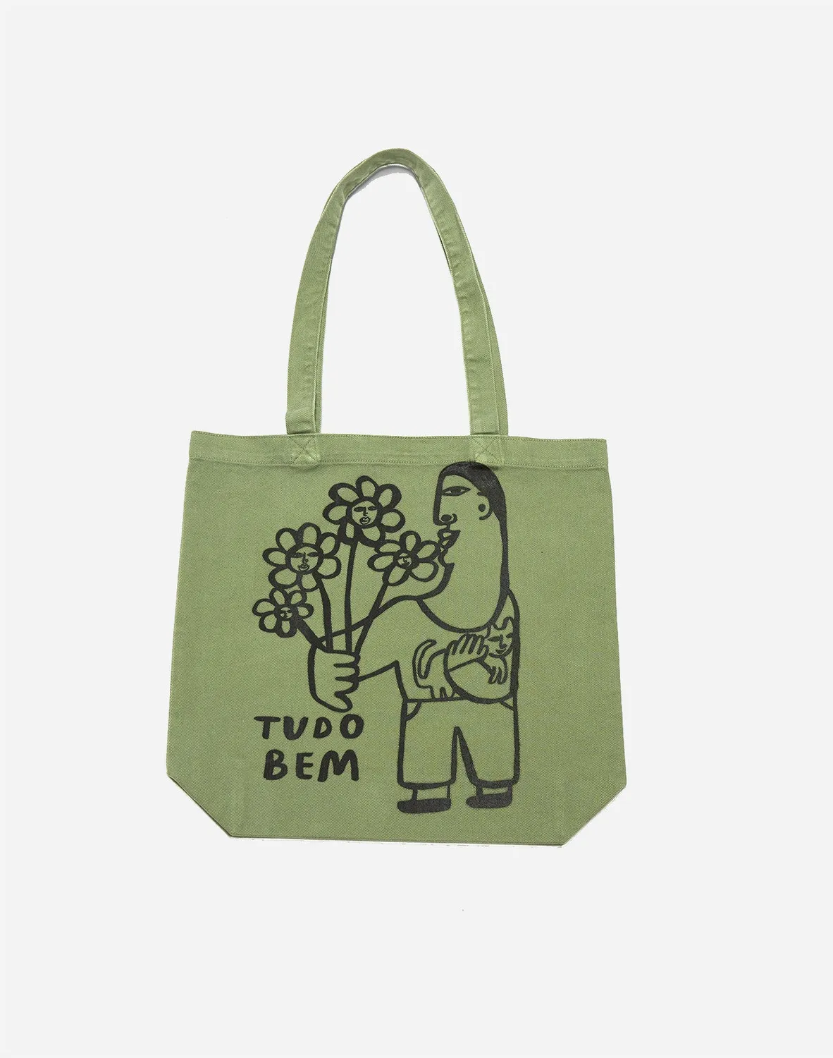 OLOW Tudo Bem tote bag vert sauge coton bio