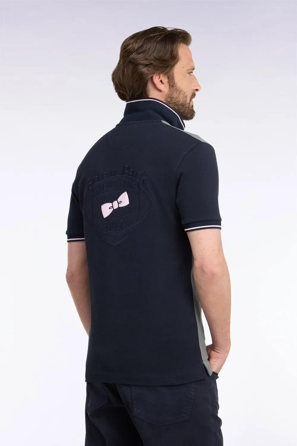 Eden Park polo piqué coton vert marine brodé