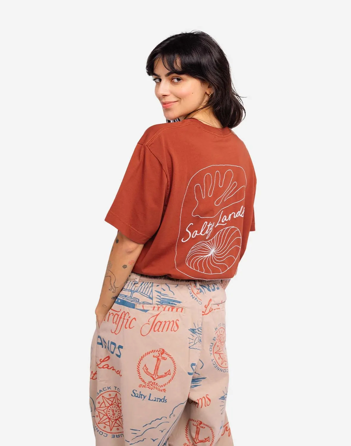 OLOW Shellweed t-shirt ample rouille coton bio