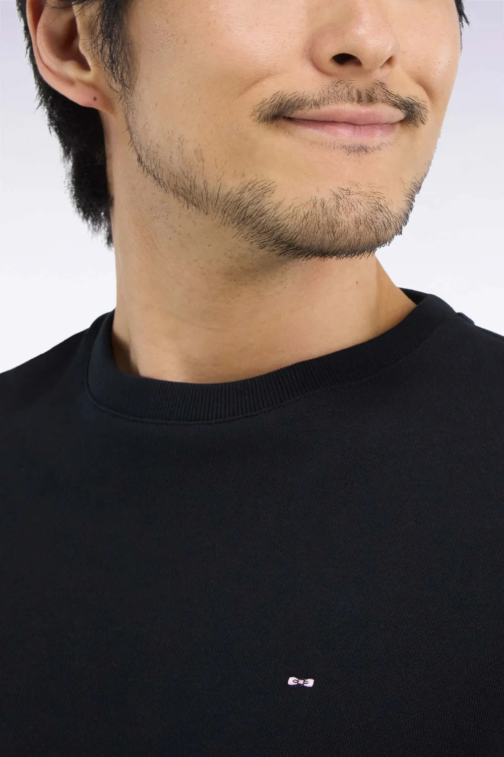 Eden Park sweat col rond molleton coton noir coupe droite