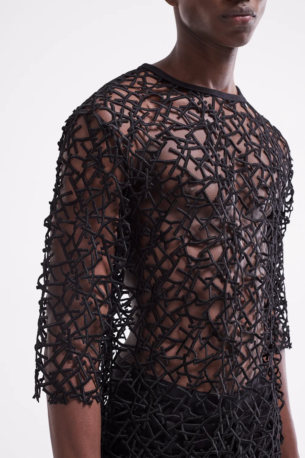 French Deal Mosaïk t-shirt guipure noire