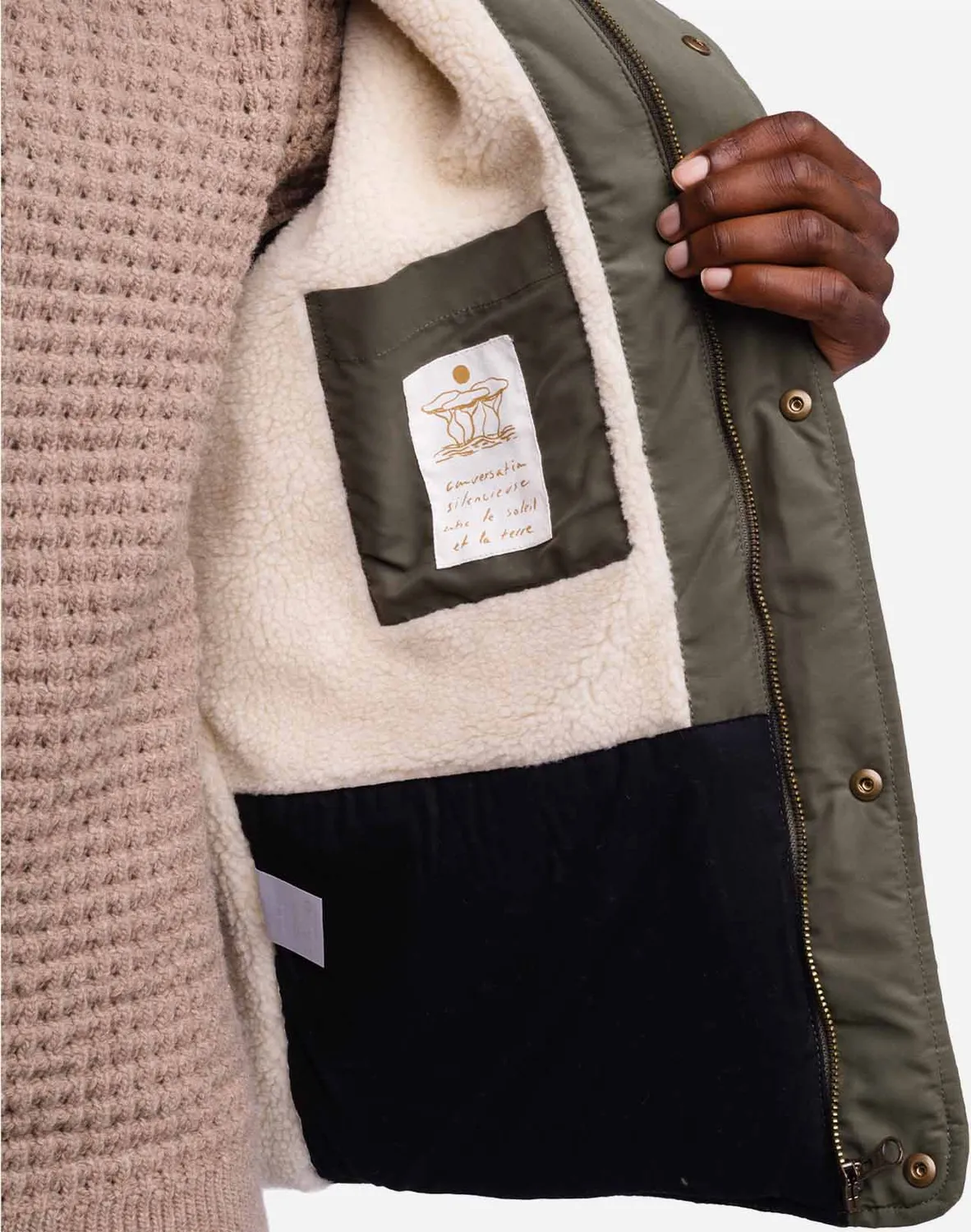OLOW Boreas doudoune kaki doublure sherpa