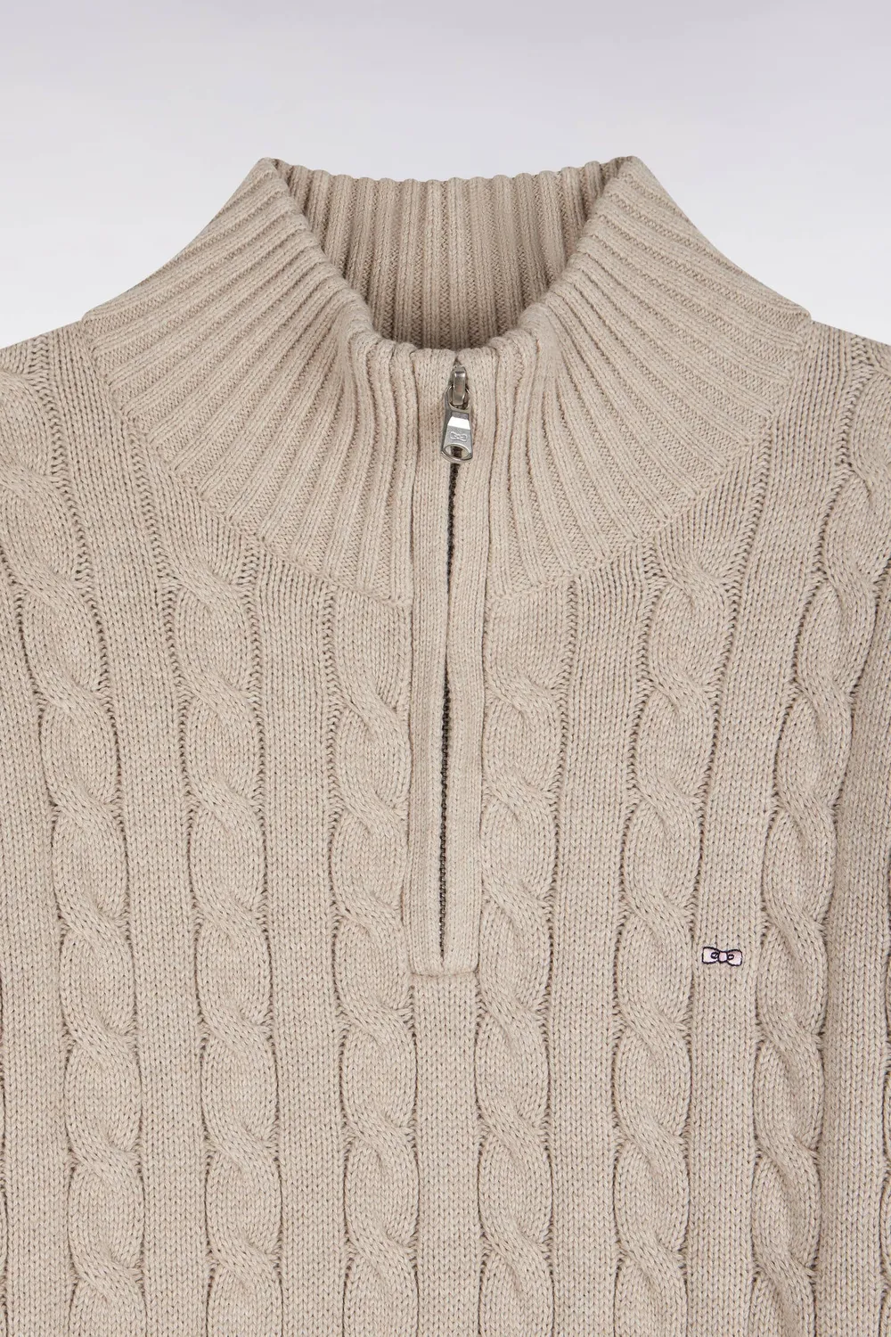 Eden Park pull torsades col camionneur beige coupe droite