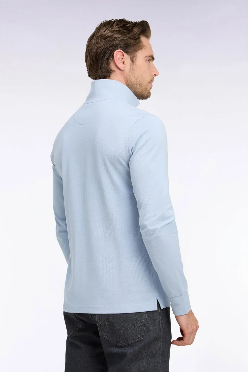 Eden Park polo manches longues Pima bleu ciel