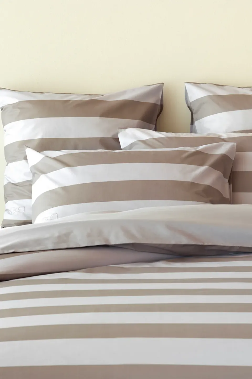 Eden Park lot 2 taies d’oreiller 75x50 beige rayures coton
