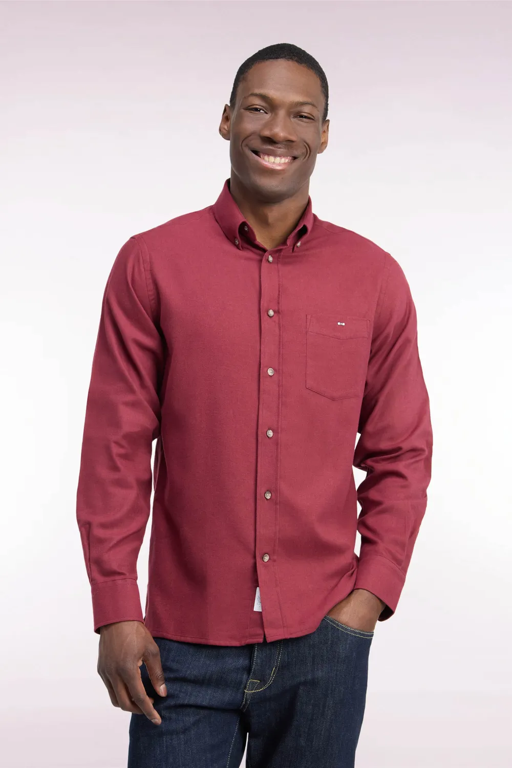 Eden Park Club Classique chemise homme rouge coton coupe droite