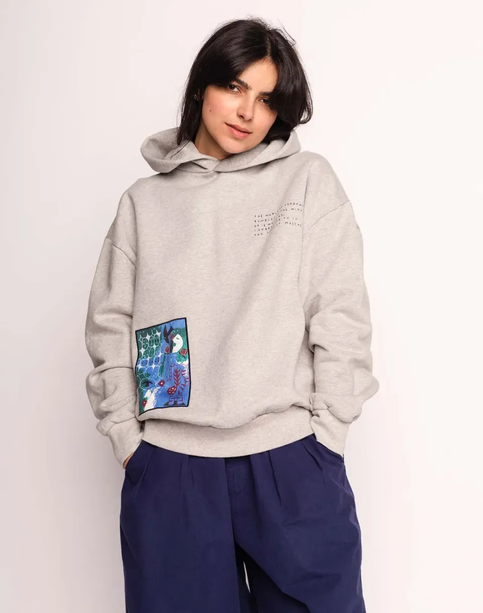 Olow Houdini Shadows sweat gris chiné coton bio