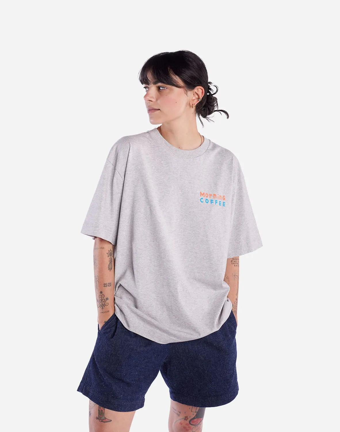 OLOW Morning Coffee t-shirt gris chiné ample