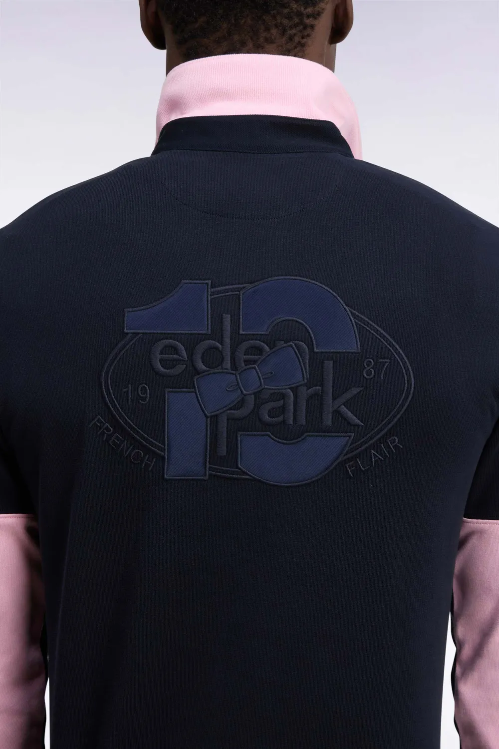 Eden Park Papillon maillot rugby manches longues marine rose