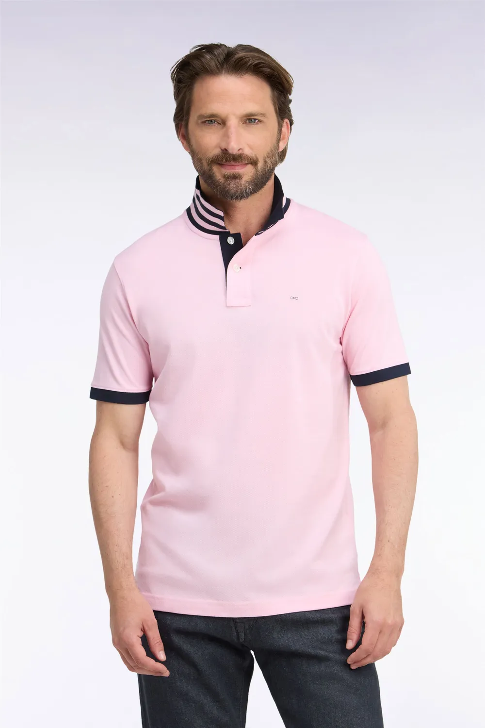 Eden Park polo coton Pima rose manches courtes droit