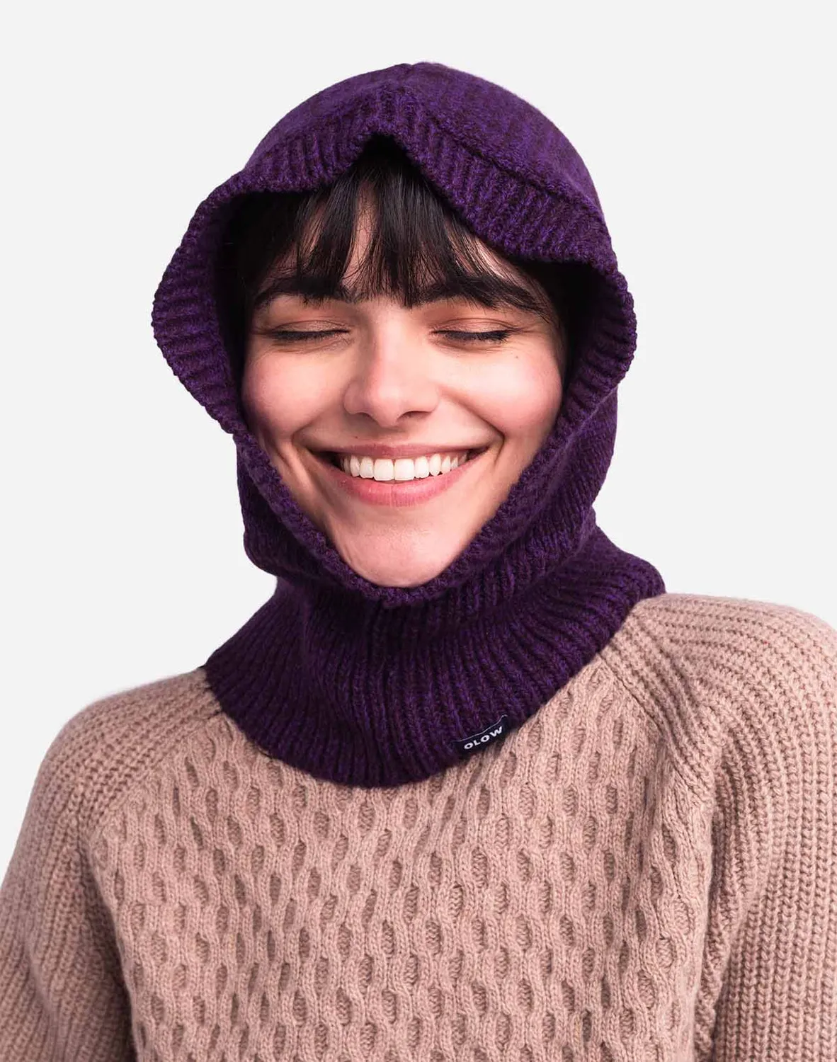 OLOW cagoule prune chiné 100% laine