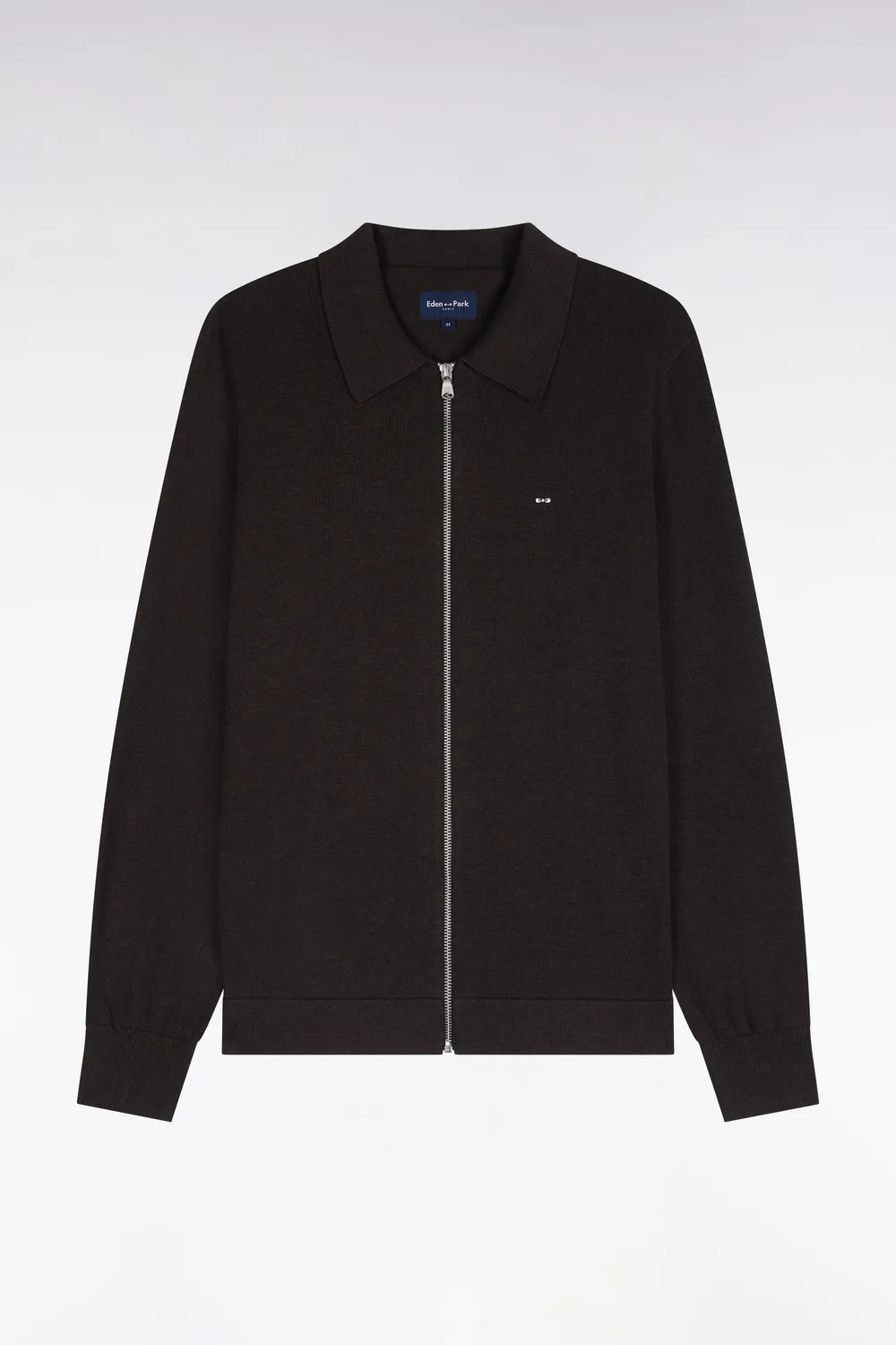 Eden Park cardigan zippé marron coton viscose droit
