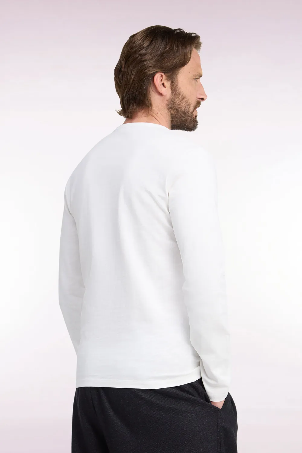 Eden Park t-shirt manches longues écru coton slim homme