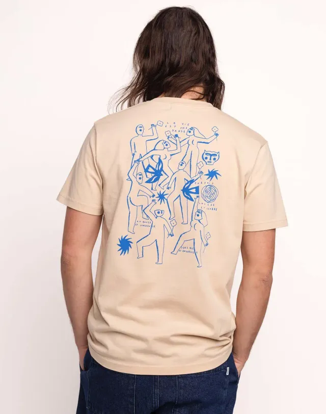 OLOW Life Dance t-shirt crème coton bio brodé