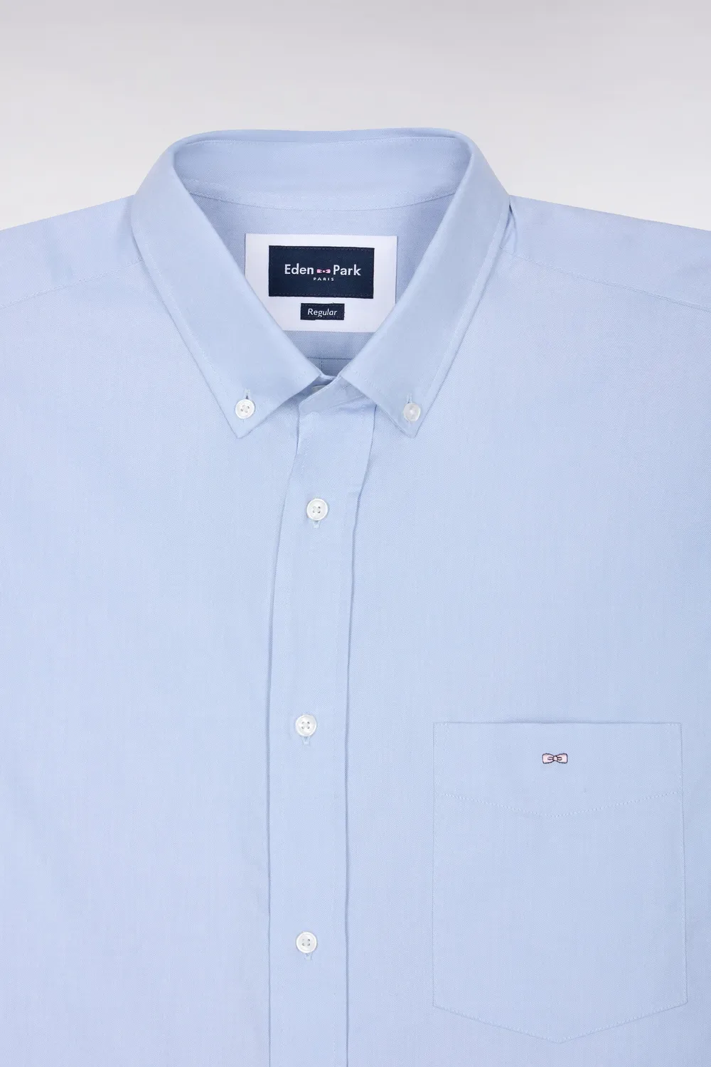 Eden Park chemise coton bleu ciel droite oxford