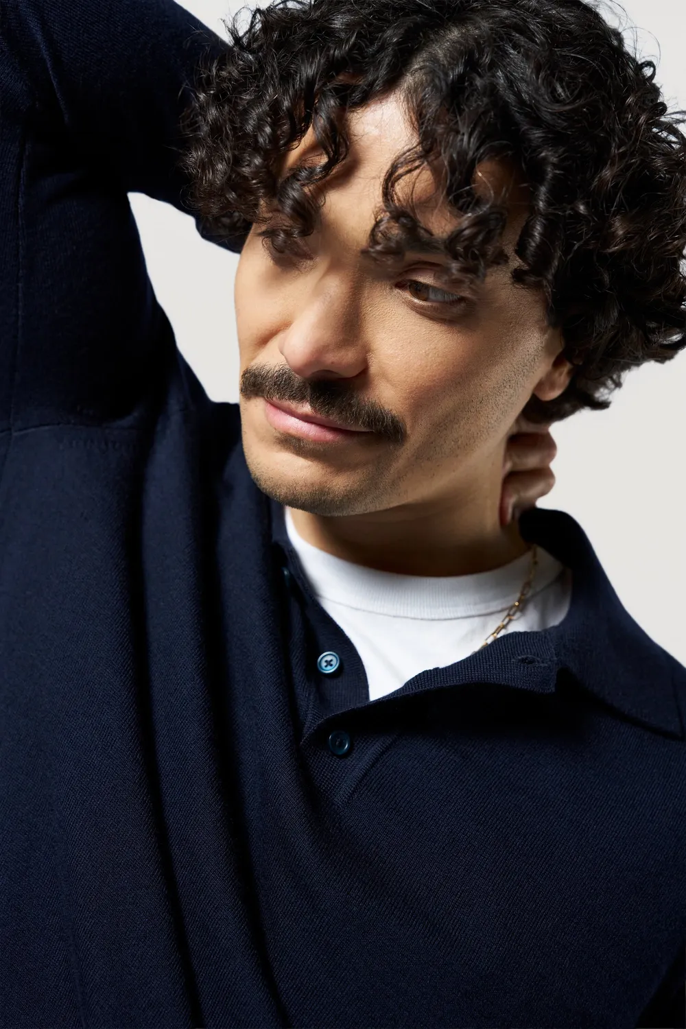 Loom pull col polo homme noir coton bio laine mérinos