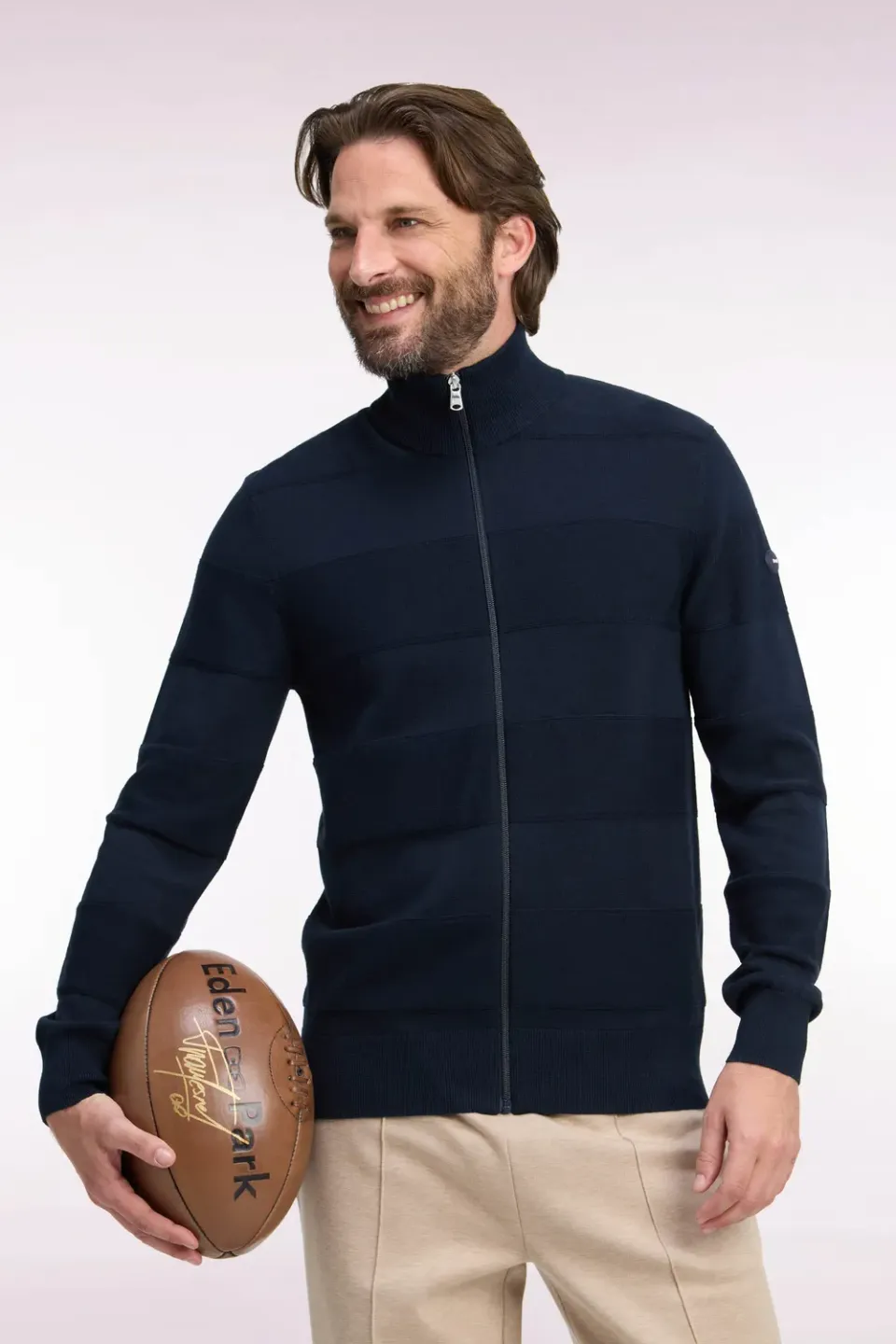 Eden Park Cardigan golf marine coton viscose coupe droite