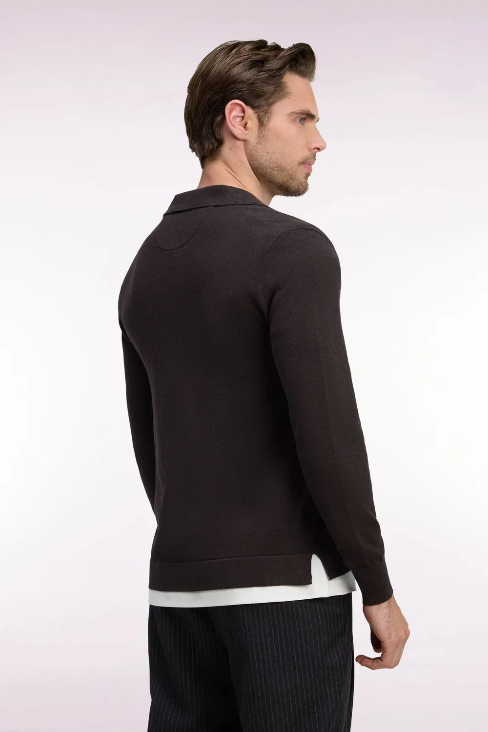 Eden Park cardigan zippé marron coton viscose droit