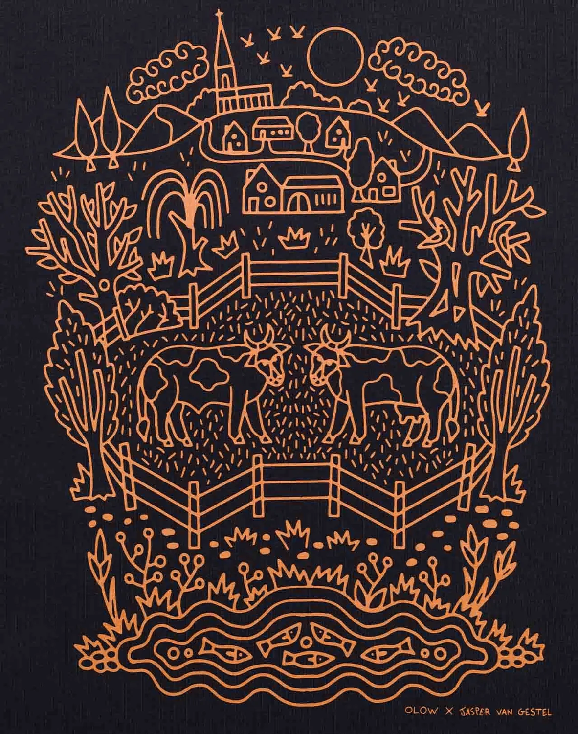 OLOW Campana t-shirt ample noir carbone brodé
