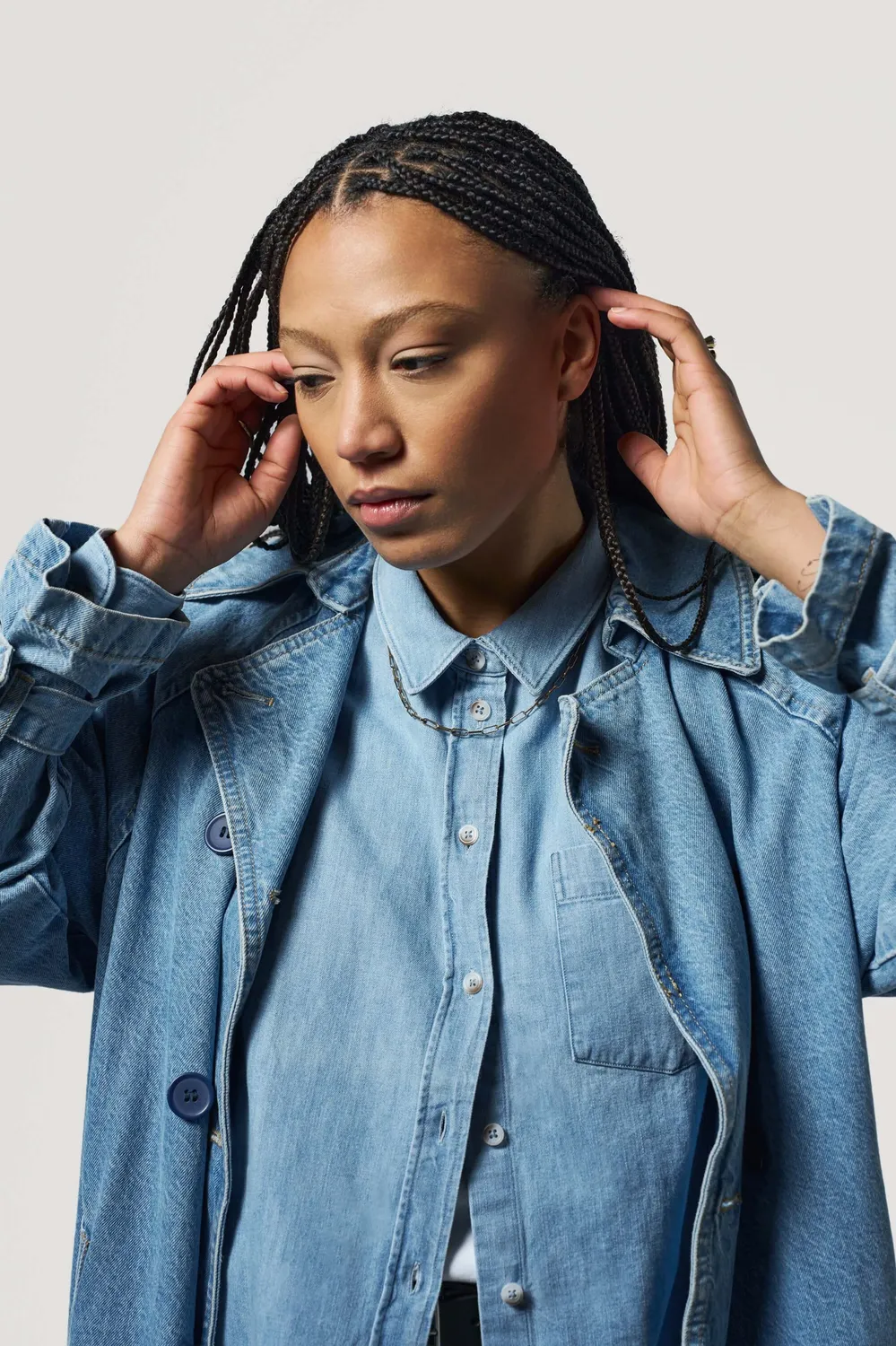 Loom chemise en jean denim bleu moyen