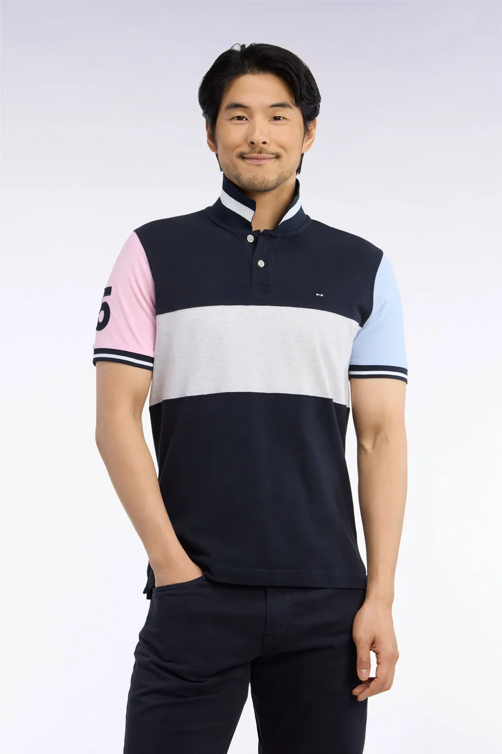 Eden Park polo piqué coton marine coupe droite