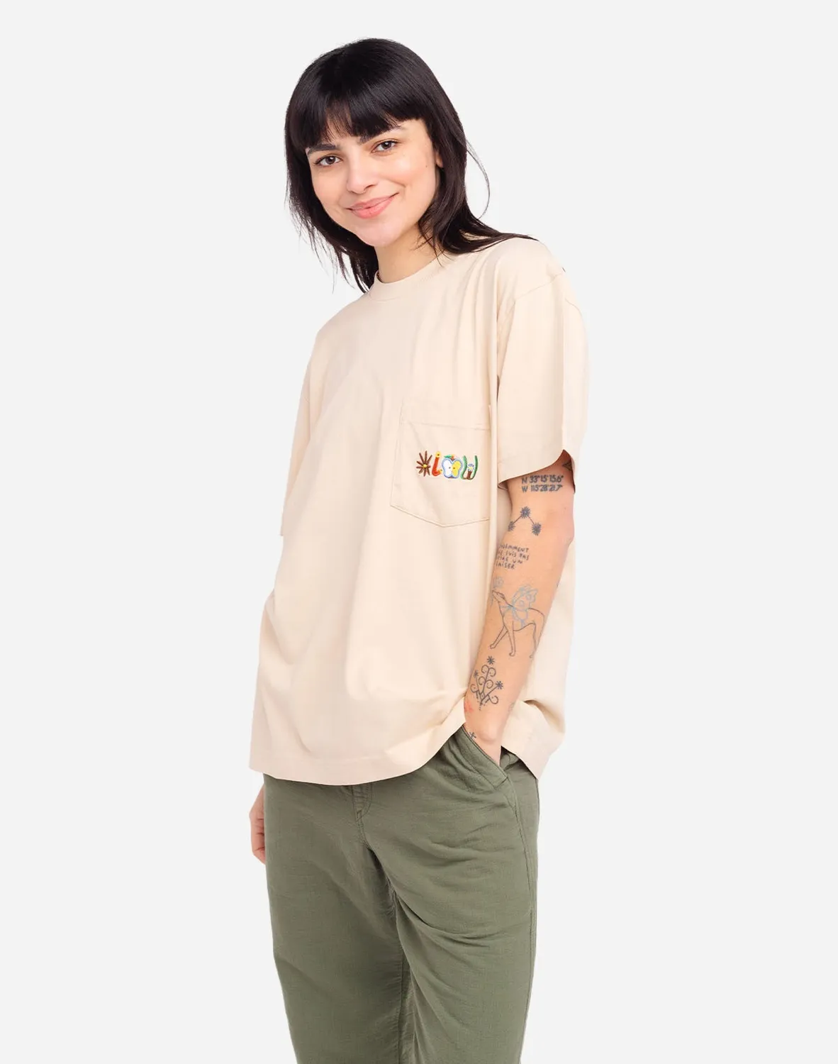 OLOW Pictures t-shirt ample crème coton bio