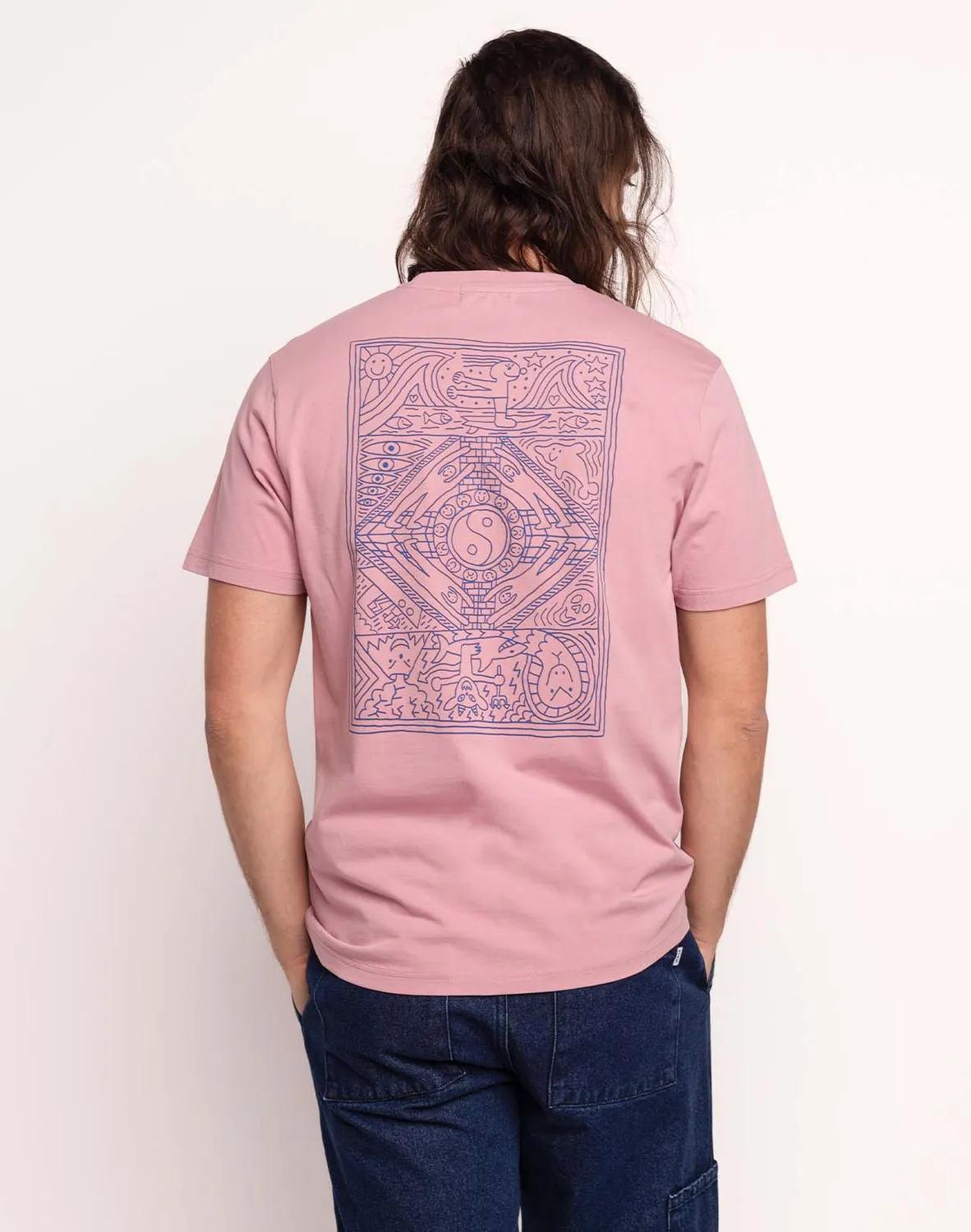 OLOW Taijitu T-shirt homme rose lila coton bio