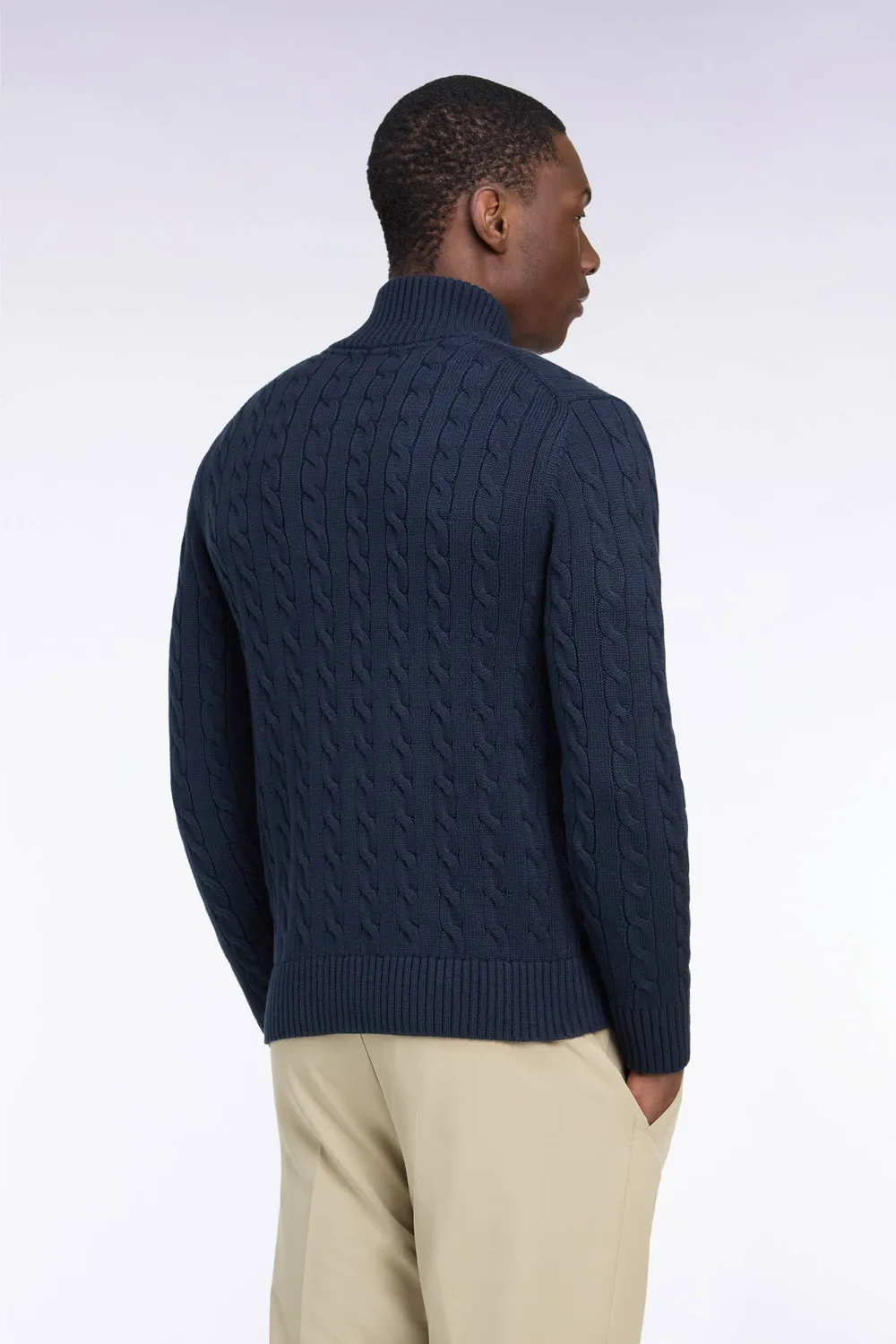 Eden Park pull torsades marine coton col boutonné