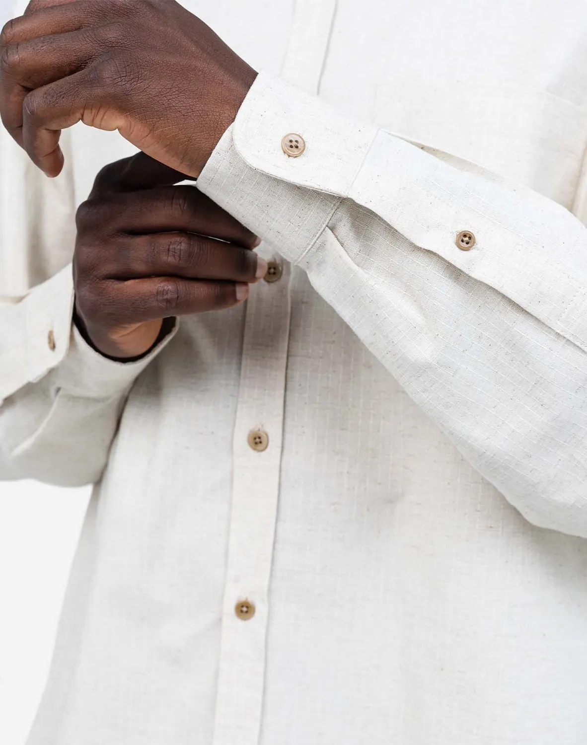 OLOW Nago chemise homme écru ripstop coton lin
