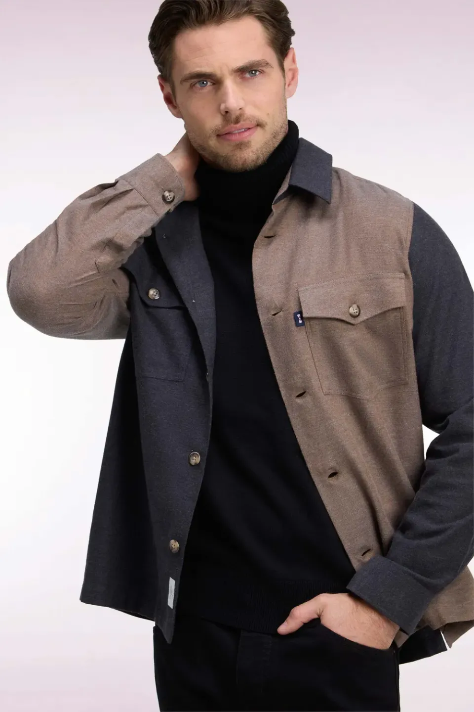 Eden Park Club Classique H26PAMSU0022 surchemise coton camel kaki