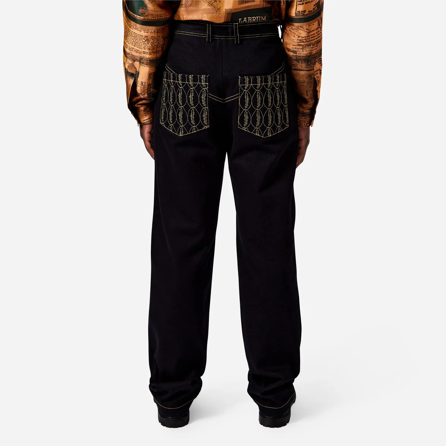 Labrum Black Label jean homme monogramme noir brodé