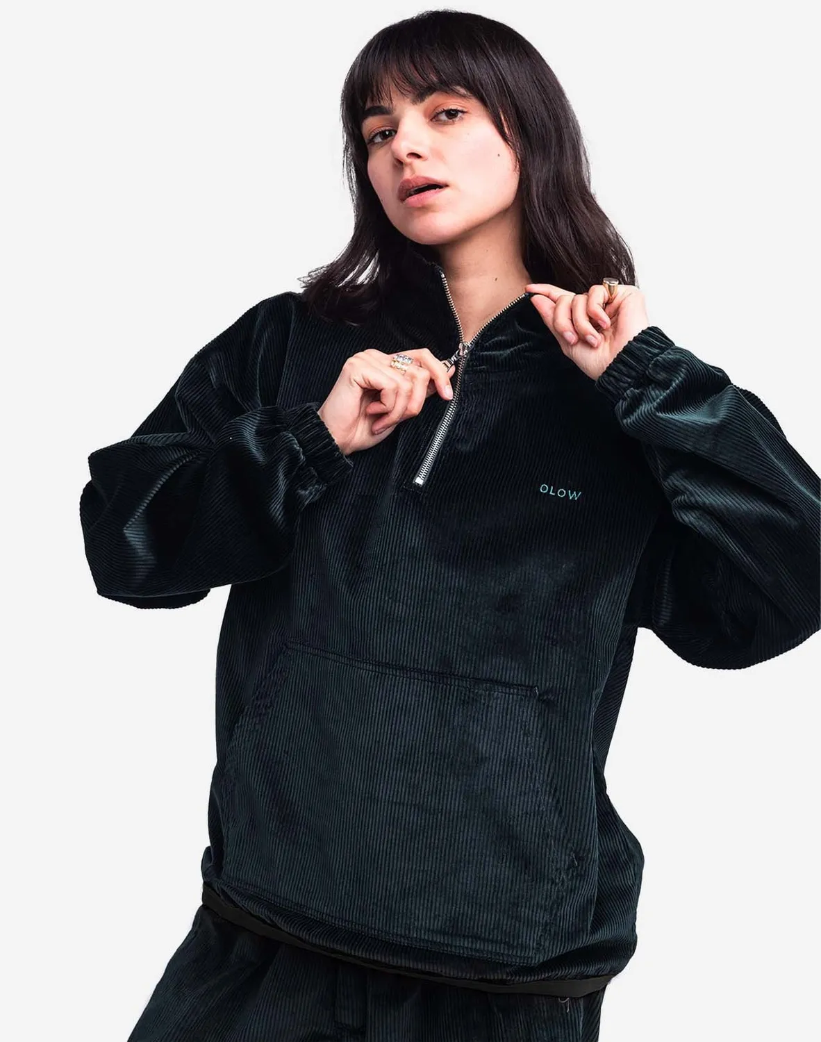 OLOW Bangor sweat vert foncé velours coton