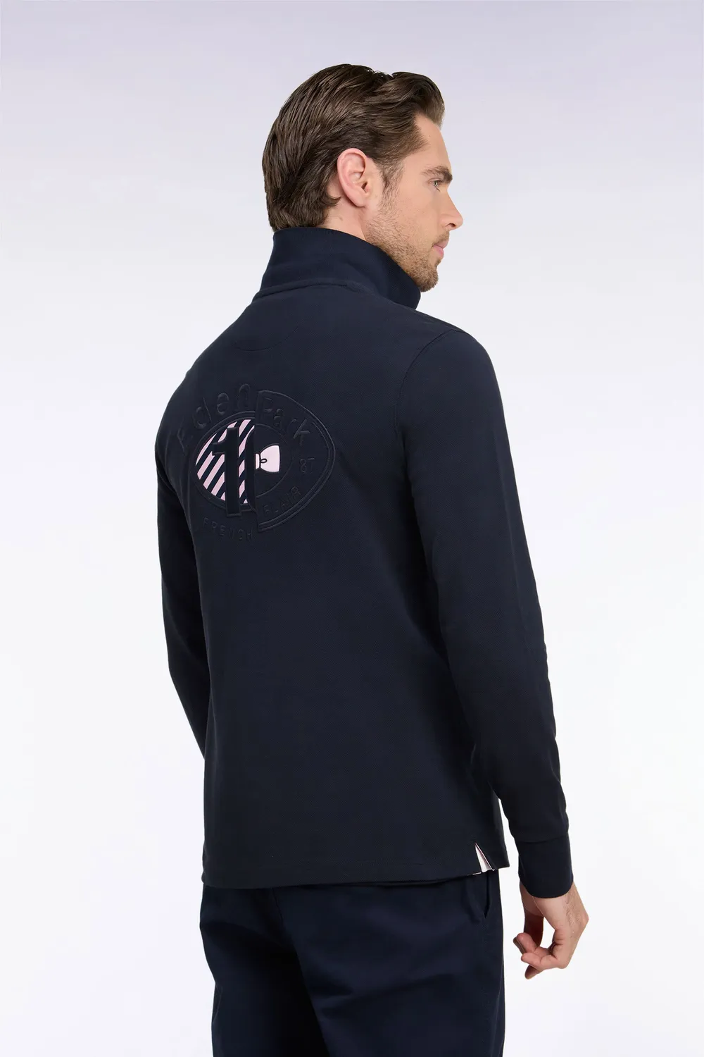 Eden Park polo homme piqué coton marine manches longues