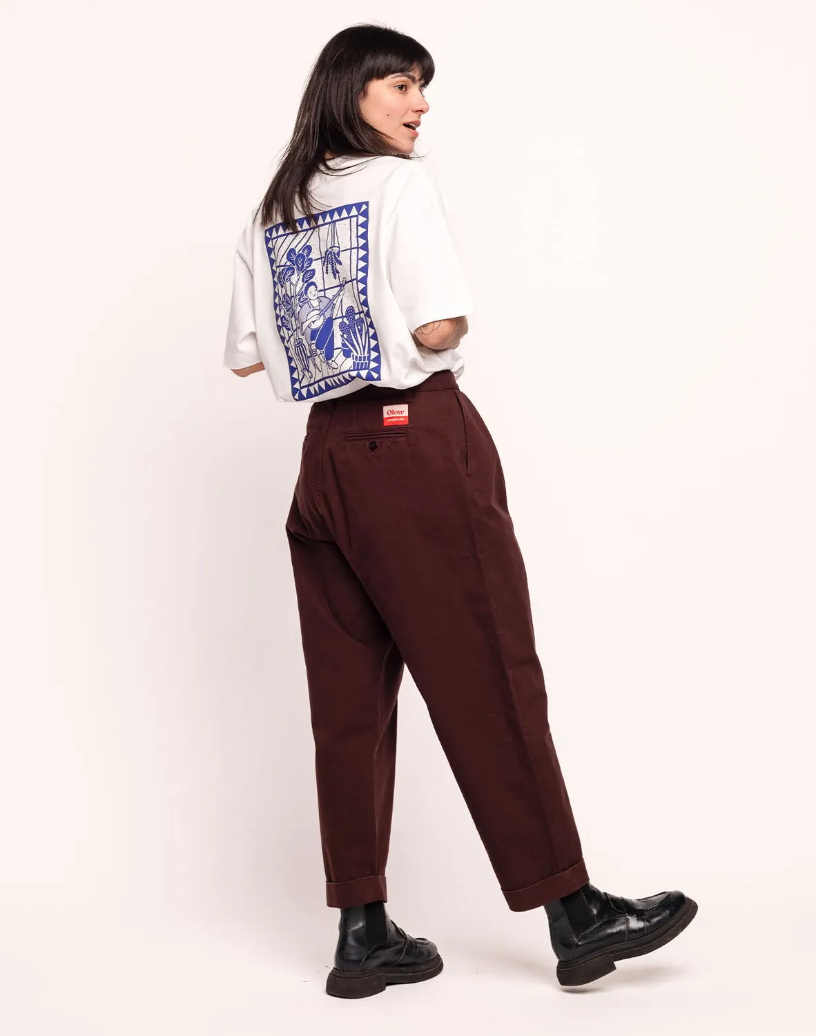 Olow Sembo pantalon chocolat large coton bio
