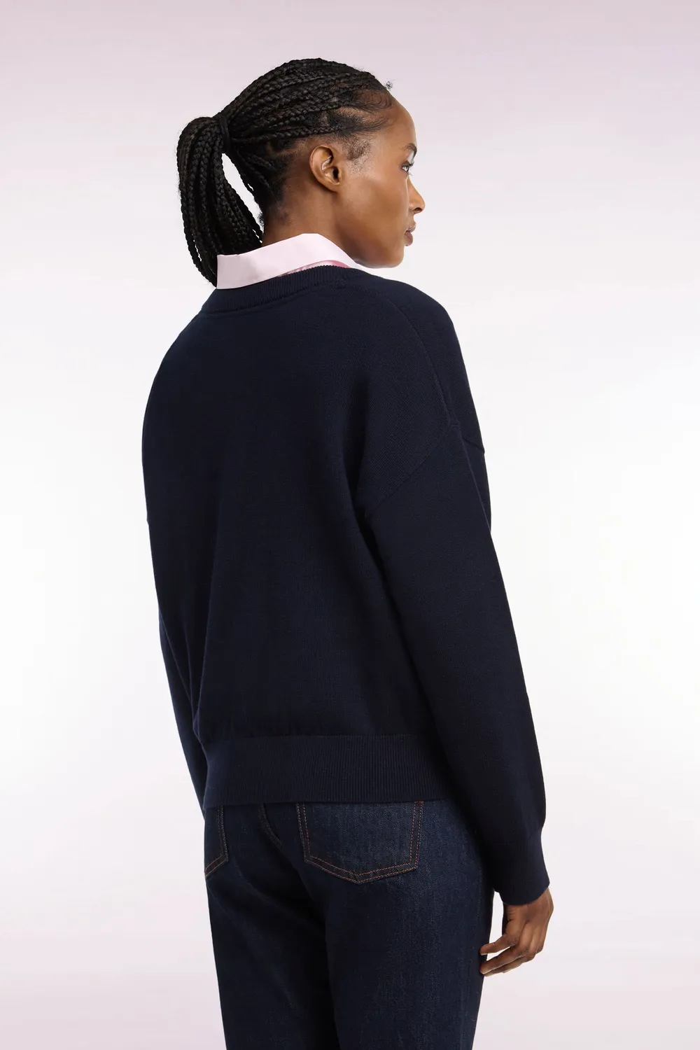 Eden Park pull col V marine pull oversized femme laine coton