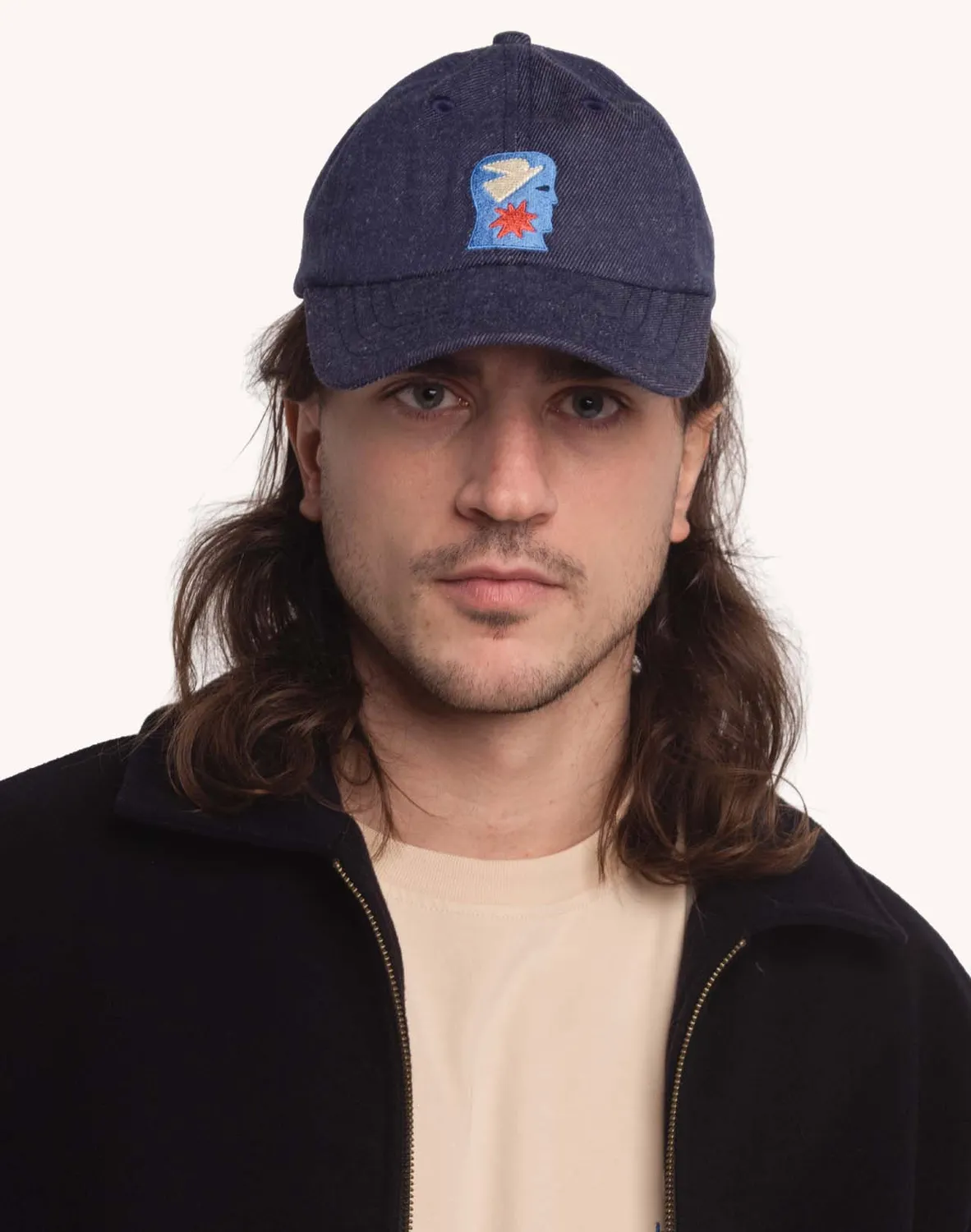 OLOW Six Panel Free Mind casquette denim bleu