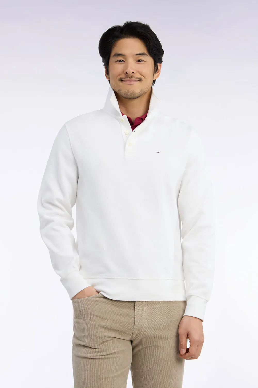 Eden Park Sweatshirt col polo molleton écru