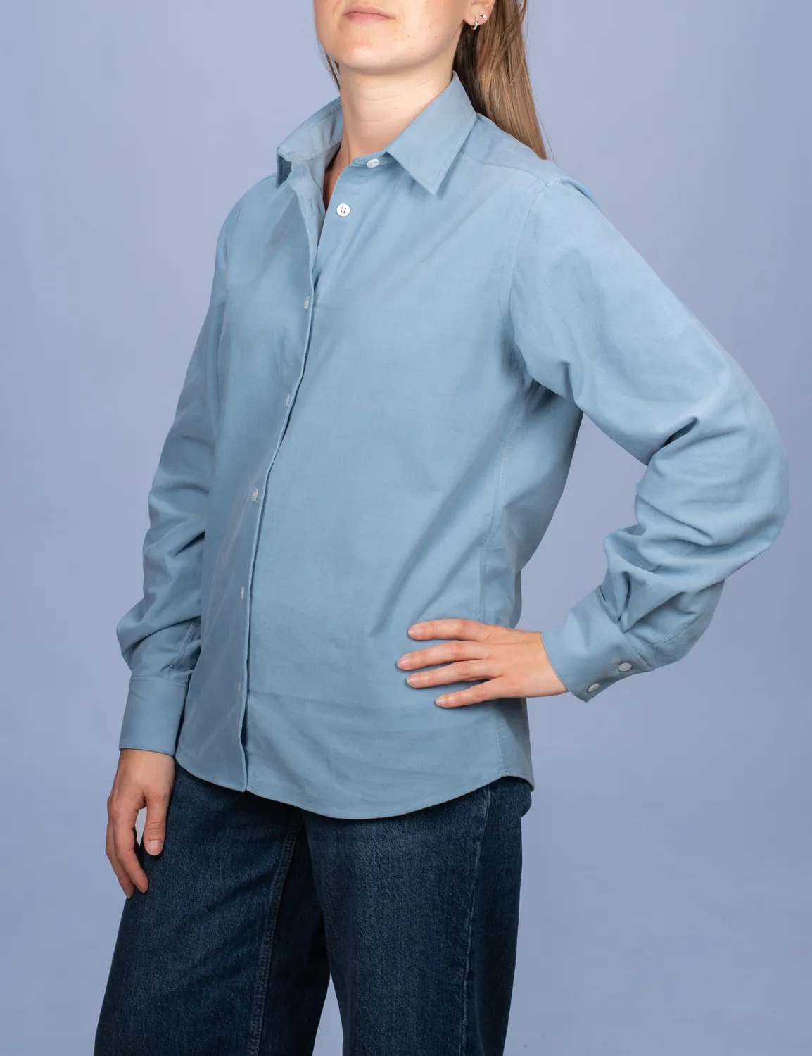 La Chemise Française Velours Bleu Argile chemisier femme coton