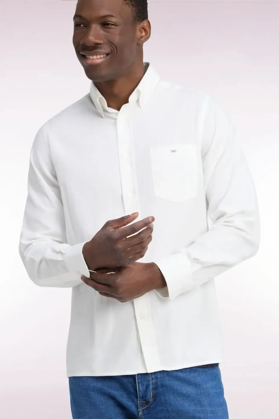 Eden Park chemise coton ivoire coupe droite homme
