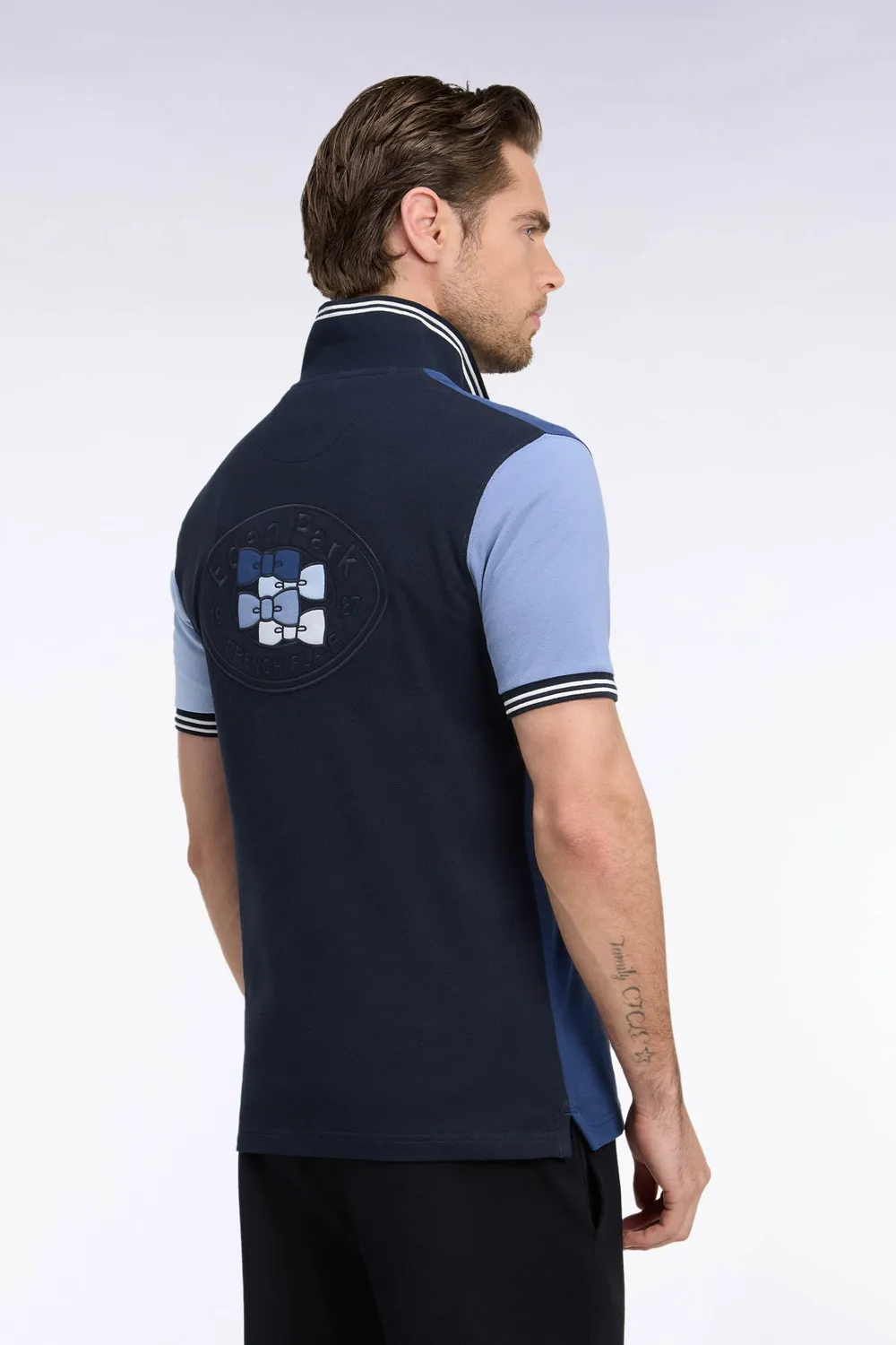 Eden Park polo manches courtes bleu tricolore