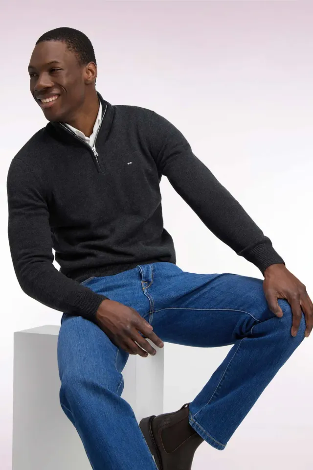 Eden Park pull col camionneur gris foncé laine coton
