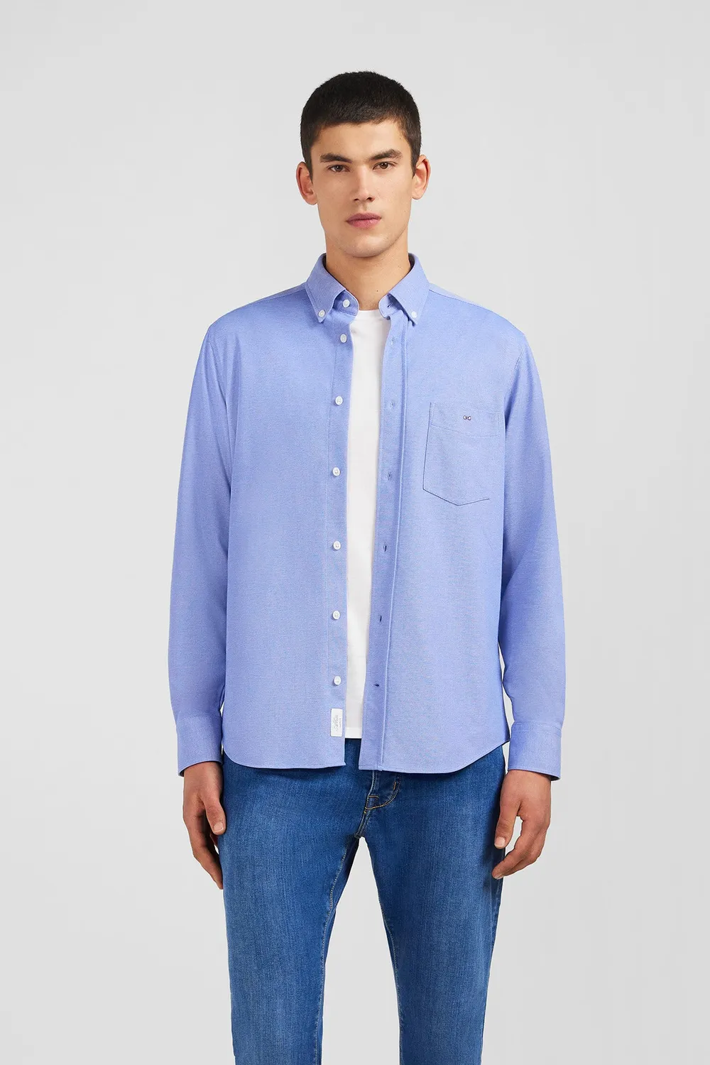 Eden Park chemise coton pinpoint bleu regular fit
