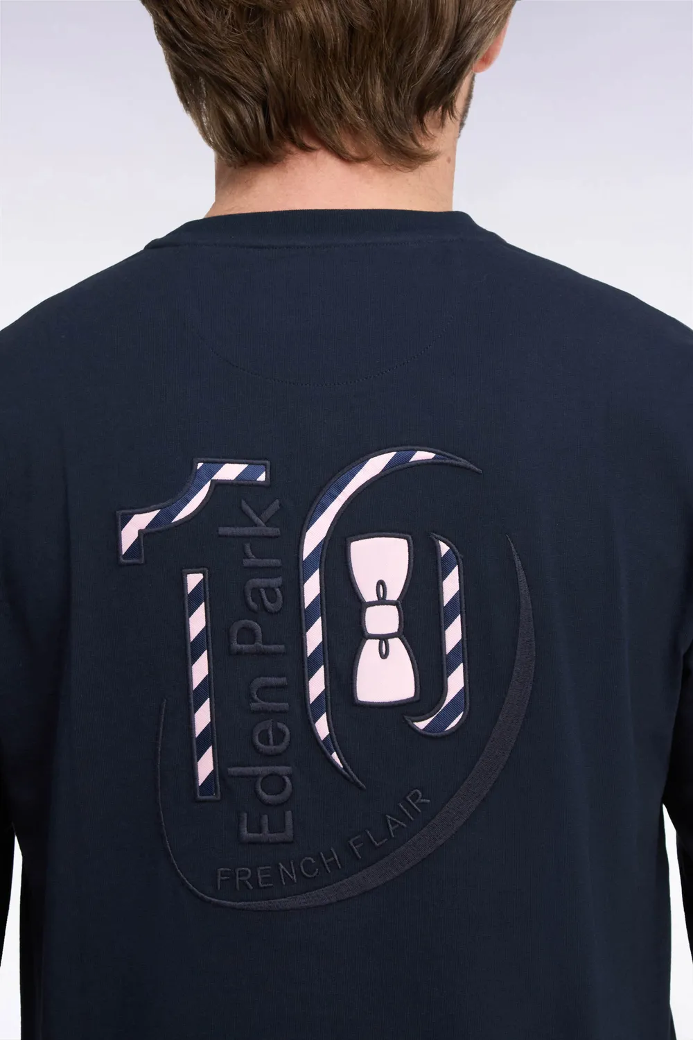 Eden Park t-shirt manches longues coton marine droit