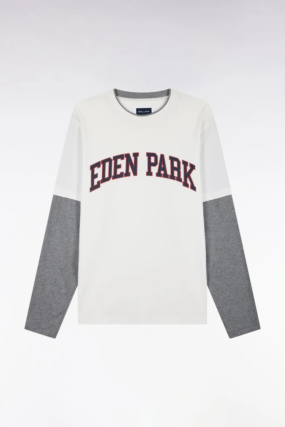 Eden Park College t-shirt manches longues écru coton