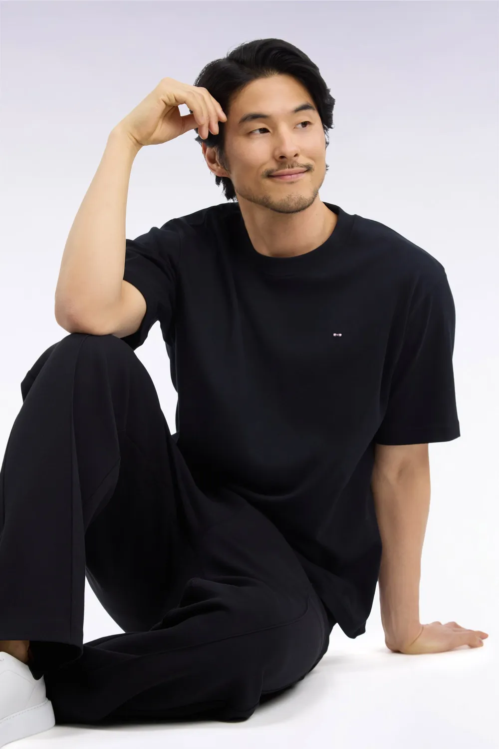 Eden Park t-shirt col rond noir coton mercerisé loose